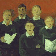 Painting of students singing